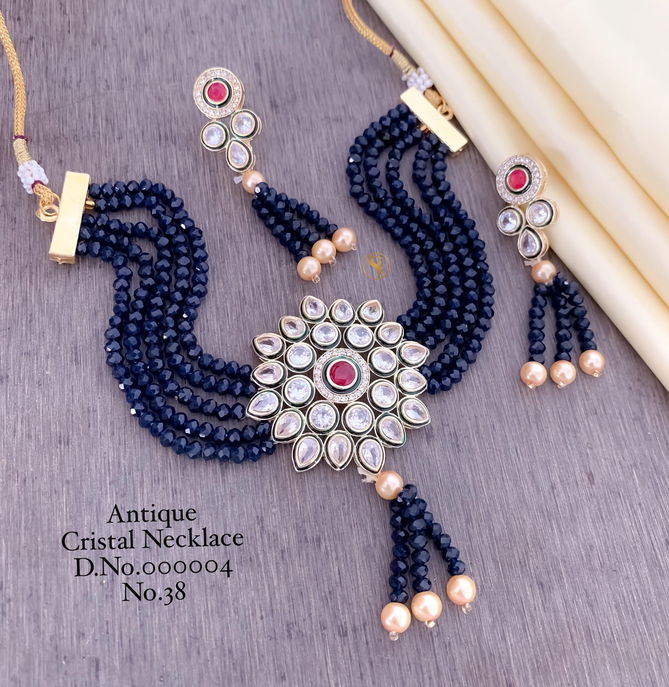 18 Antique Designer Crystal Necklace Set Wholesale Shop In Surat
